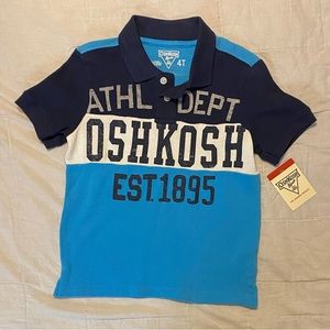 Oshkosh B’Gosh Toddler Boys Short Sleeve Blue/White Polo Shirt. Size 4T. NWT.